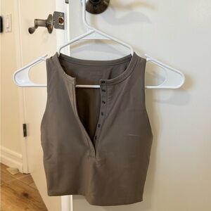 Abercrombie & Fitch Taupe Button-Up Crop Top